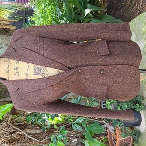 Brown speckled tailored wool 2 button blazer size 8